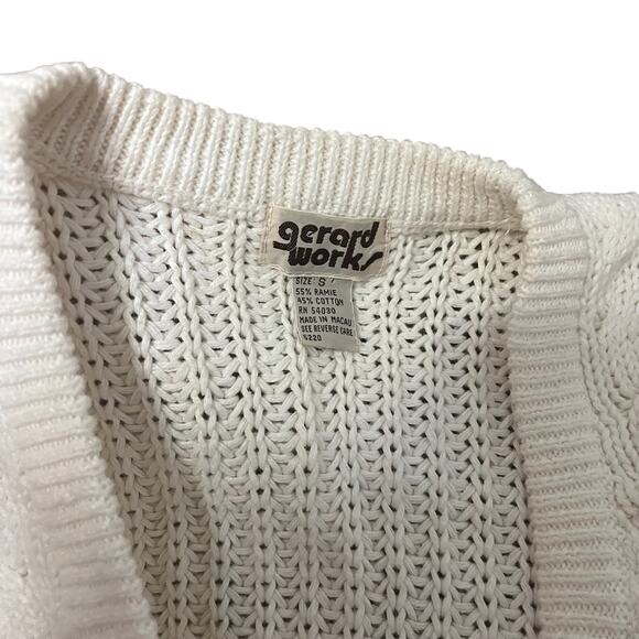 Vintage 80s Gerard Works Cream Button Up Sweater Vest Size Small - Picture 3 of 5